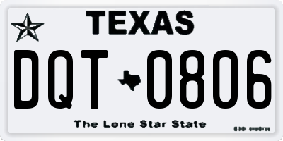 TX license plate DQT0806