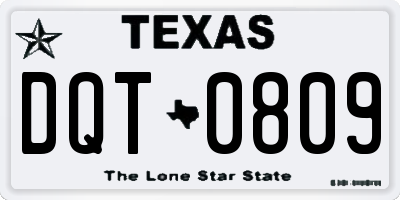TX license plate DQT0809