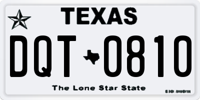 TX license plate DQT0810