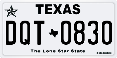 TX license plate DQT0830
