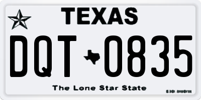 TX license plate DQT0835