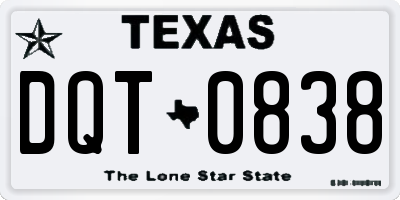 TX license plate DQT0838
