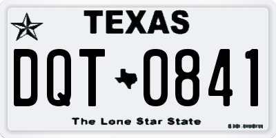 TX license plate DQT0841