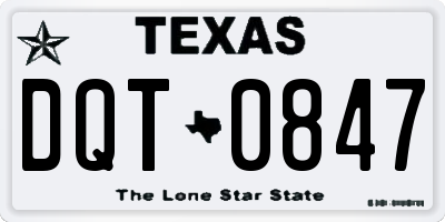 TX license plate DQT0847