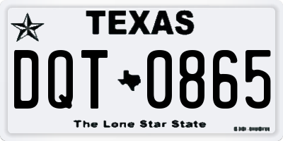 TX license plate DQT0865