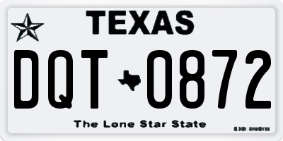 TX license plate DQT0872