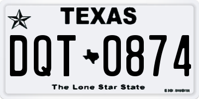 TX license plate DQT0874