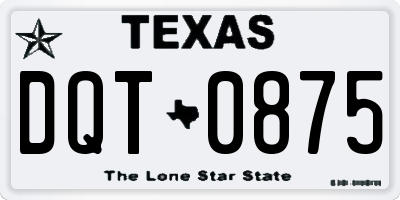 TX license plate DQT0875