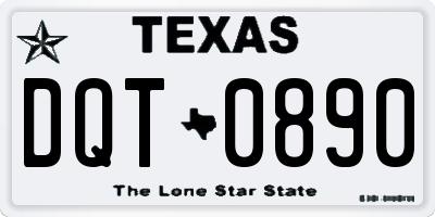 TX license plate DQT0890