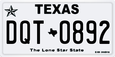 TX license plate DQT0892