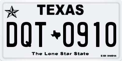 TX license plate DQT0910
