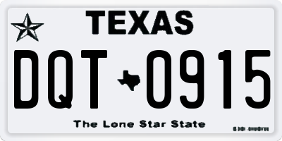 TX license plate DQT0915