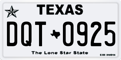 TX license plate DQT0925