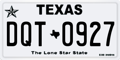 TX license plate DQT0927