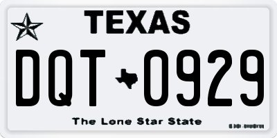 TX license plate DQT0929