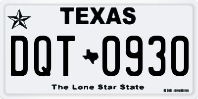 TX license plate DQT0930