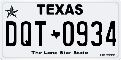 TX license plate DQT0934