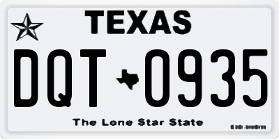 TX license plate DQT0935