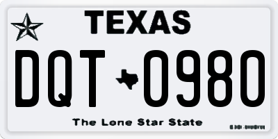 TX license plate DQT0980