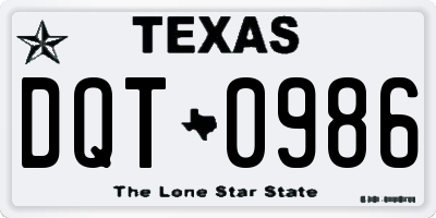 TX license plate DQT0986