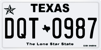 TX license plate DQT0987