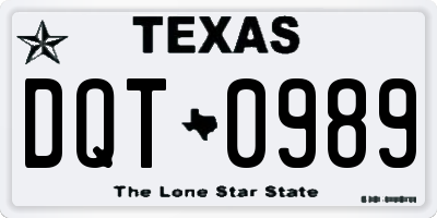 TX license plate DQT0989