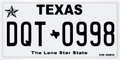 TX license plate DQT0998