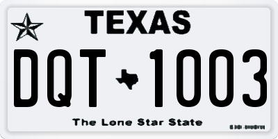 TX license plate DQT1003