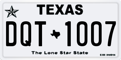TX license plate DQT1007