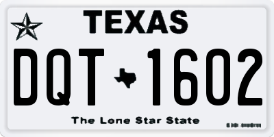 TX license plate DQT1602