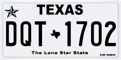 TX license plate DQT1702