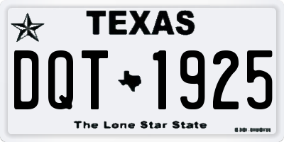 TX license plate DQT1925