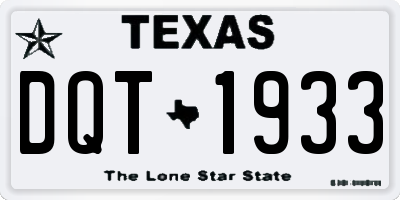 TX license plate DQT1933