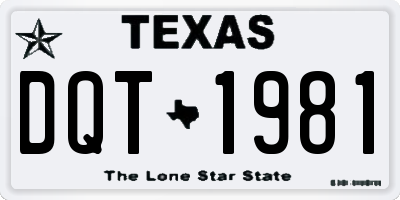 TX license plate DQT1981