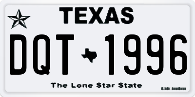 TX license plate DQT1996