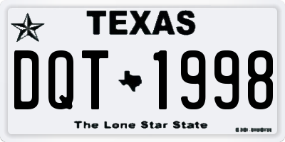 TX license plate DQT1998