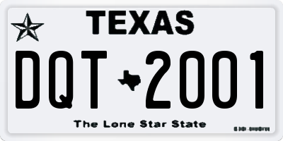 TX license plate DQT2001