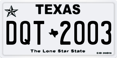 TX license plate DQT2003