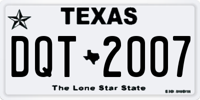 TX license plate DQT2007