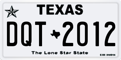 TX license plate DQT2012