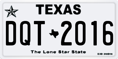 TX license plate DQT2016