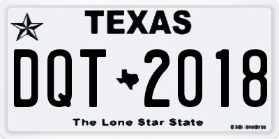 TX license plate DQT2018