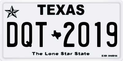 TX license plate DQT2019