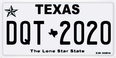 TX license plate DQT2020