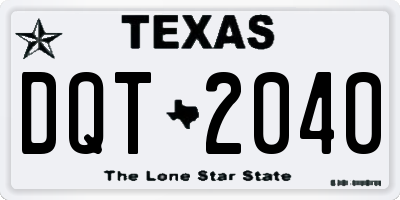 TX license plate DQT2040