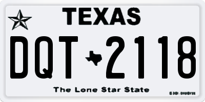 TX license plate DQT2118