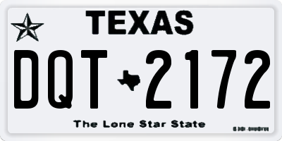 TX license plate DQT2172
