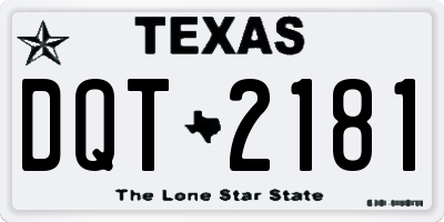 TX license plate DQT2181