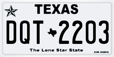 TX license plate DQT2203
