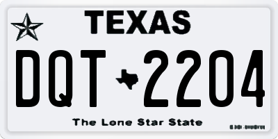 TX license plate DQT2204